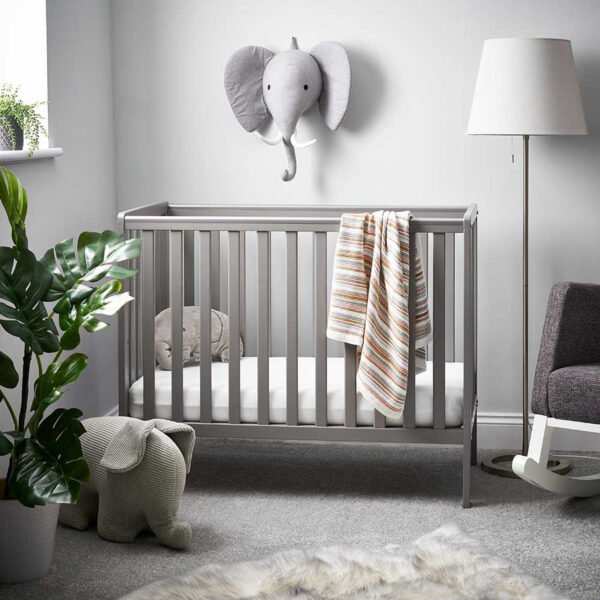 Obaby Bantam Space Saver Cot + Fibre Mattress - Taupe Grey - Image 2